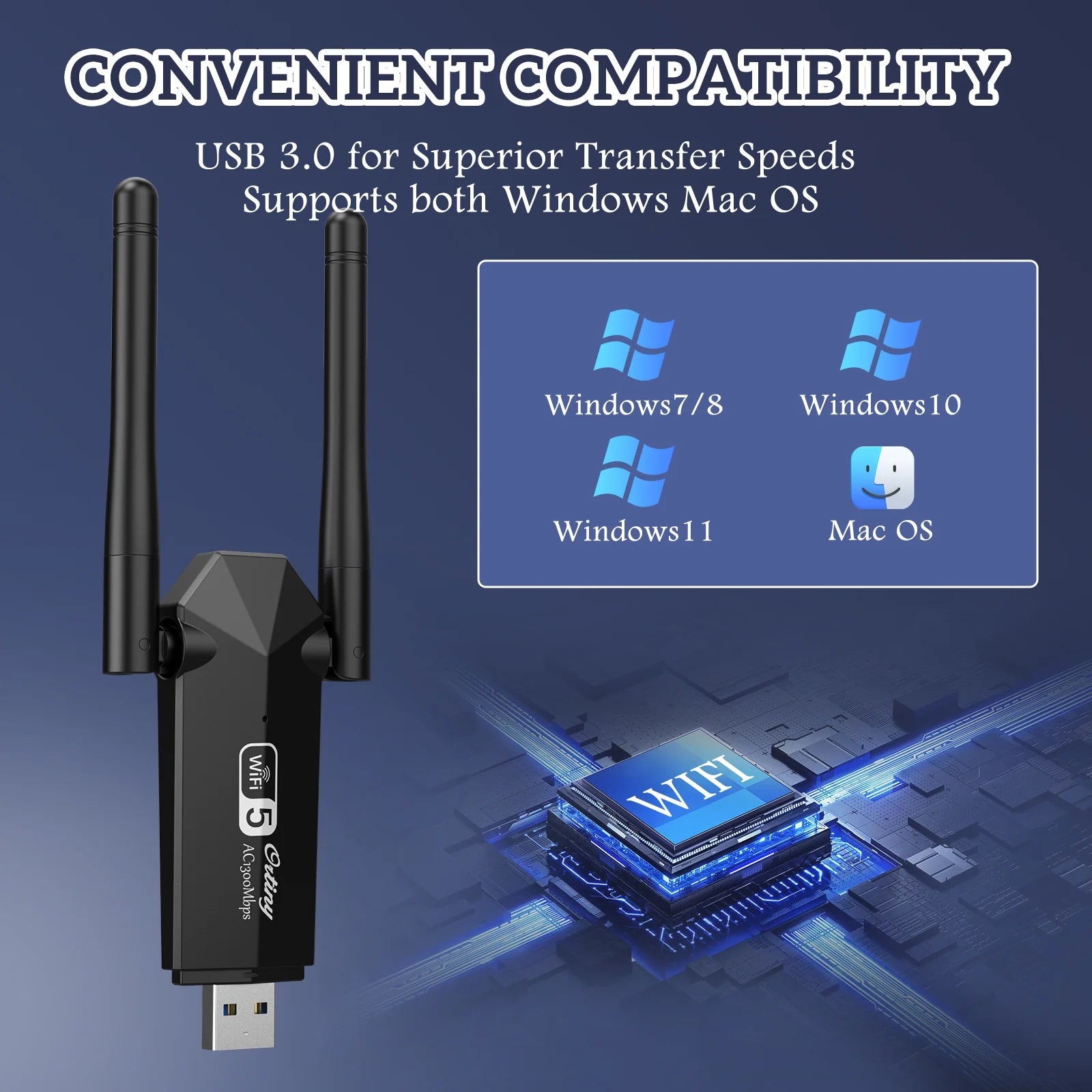 USB Wifi Adapter,  1300Mbps Wifi USB Dual Band 5G/2.4G Wireless Network Adapter for Desktop Laptop PC, Dual Band Wifi Dongle Wireless Adapter for Supports Windows 11/10/8/7, Mac OS 10.9-10.15