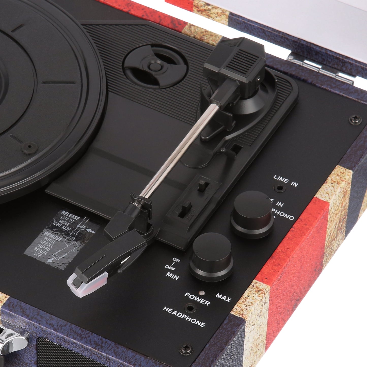 the Journey Bluetooth Suitcase Record Player with 3-Speed Turntable (Union Jack)