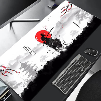 Samurai Warrior Mouse Pad Gamer Computer Accessories Keyboard Table Mat Black Mousepad Company Gaming Laptop Desk Accessory Pc