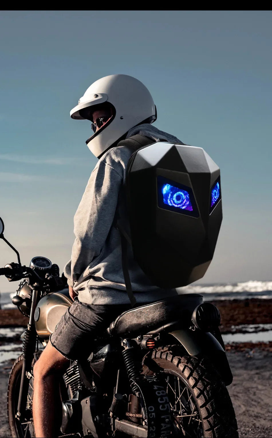 LED Locomotive Backpack Display Scree Business Travel Laptop Backpack Men Outdoor Expanded Motorcycle Cycling Backpack for Woman